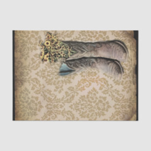 Damask Wildblume Western Country Cowboystiefel Seidenpapier