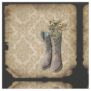 Damask Wildblume Western Country Cowboystiefel Stoff