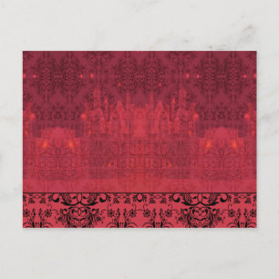 Damask Wildblumen, ANGEL'S CASTLE in Rot & Rosa Postkarte