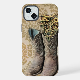Damask-Wildblumen-Western-Land-Cowboystiefel iPhone Hülle