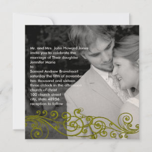 Damask Wirbel Ihr Foto Hochzeit Einladung