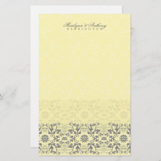 Damask Wirbel Lace Butter Danke Stationierung Briefpapier (Vorne/Hinten)