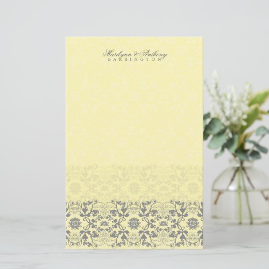 Damask Wirbel Lace Butter Danke Stationierung Briefpapier (Stehend Vorderseite)