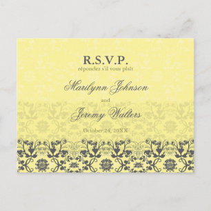 Damask Wirbel Lace Butter UAWG Wedding Postcard Einladungspostkarte