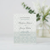 Damask Wirbel Lace Dream Save the Date Postkarte (Stehend Vorderseite)