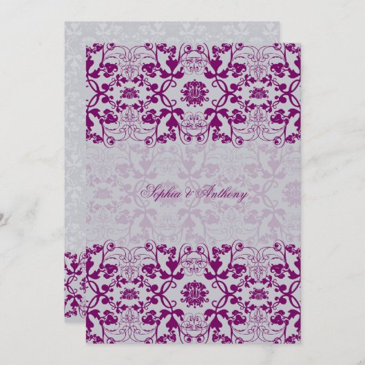 Damask Wirbel Lace Elegante Orchid Wedding Einladu Einladung (Vorne/Hinten)