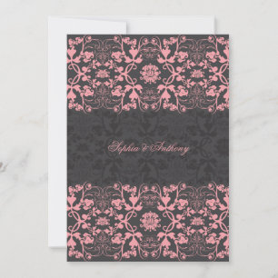 Damask Wirbel Lace Licorice Hochzeit Einladung