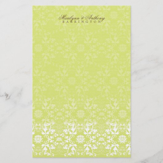 Damask Wirbel Lace Limon Dankeschön Stationery Briefpapier (Vorderseite)