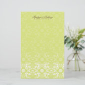 Damask Wirbel Lace Limon Dankeschön Stationery Briefpapier (Stehend Vorderseite)