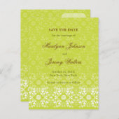 Damask Wirbel Lace Limon Save the Date Postkarte (Vorne/Hinten)