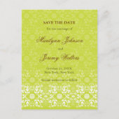 Damask Wirbel Lace Limon Save the Date Postkarte (Vorderseite)