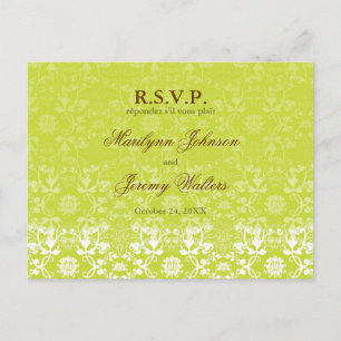 Damask Wirbel Lace Limon UAWG Wedding Postcard Einladungspostkarte