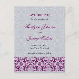 Damask Wirbel Lace Orchid Save the Date Postkarte