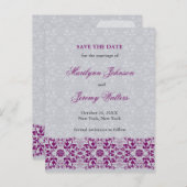 Damask Wirbel Lace Orchid Save the Date Postkarte (Vorne/Hinten)