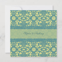 Damask Wirbel Lace Peacock Blue Wedding Einladung