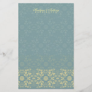 Damask Wirbel Lace Peacock Danke Stationierung Briefpapier