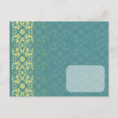 Damask Wirbel Lace Peacock Save the Date Postkarte (Rückseite)