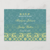 Damask Wirbel Lace Peacock UAWG Wedding Postcard Einladungspostkarte (Vorderseite)