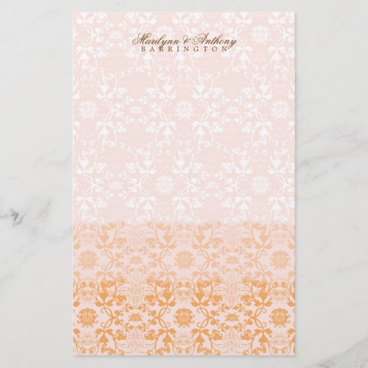 Damask Wirbel Lace Sorbet Danke für Ihre Stationie Briefpapier (Vorderseite)
