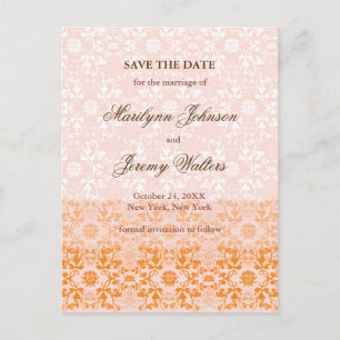 Damask Wirbel Lace Sorbet Save the Date Postkarte