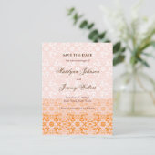 Damask Wirbel Lace Sorbet Save the Date Postkarte (Stehend Vorderseite)