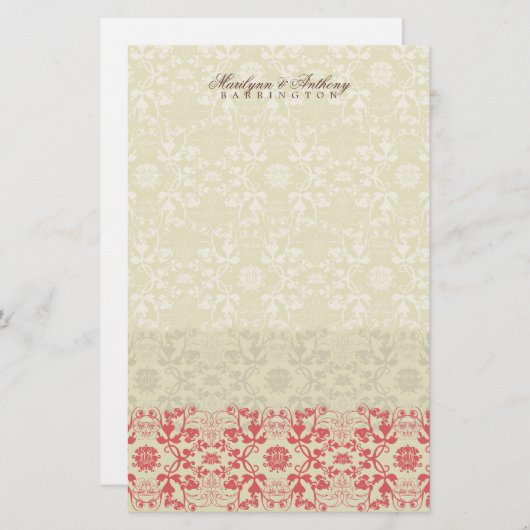 Damask Wirbel Lace Spice Danke Stationierung Briefpapier (Vorne/Hinten)