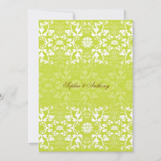 Damask Wirbel laden Limone Hochzeitseinladung ein Einladung (Vorderseite)