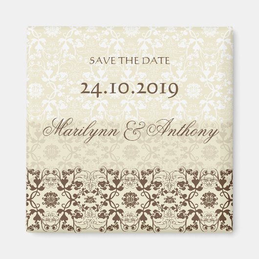 Damask-Wirbel lösen Kaffee speichern das Date Magn Magnet (Vorne)