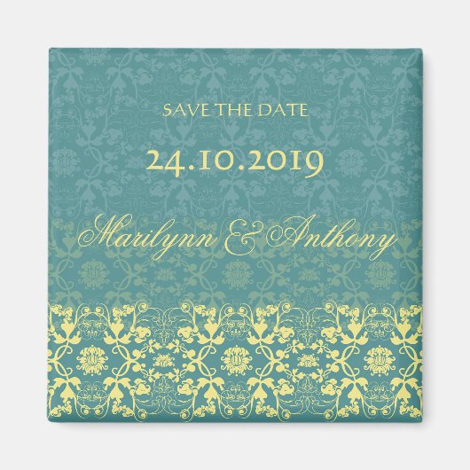 Damask-Wirbel speichern das Datumsmagazin für den  Magnet (Vorne)