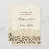 Damask Wirbel Tee Kaffee Save the Date Postkarte (Vorne/Hinten)