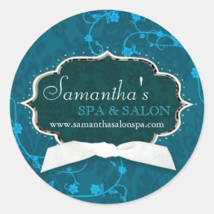 Damask Wirbel Wellness-Center Salon Business Produ Runder Aufkleber