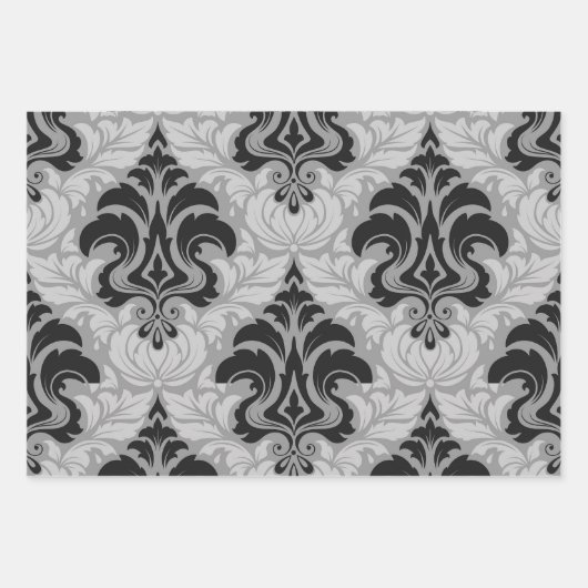 Damask Wrapping Paper Flat Sheet Set of 3 Geschenkpapier Set (Vorderseite 2)
