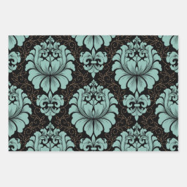 Damask Wrapping Paper Flat Sheet Set of 3 Geschenkpapier Set