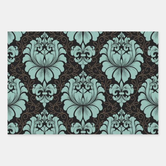 Damask Wrapping Paper Flat Sheet Set of 3 Geschenkpapier Set (Vorderseite)