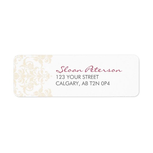 Damask Yellow Address Label (Vorne)