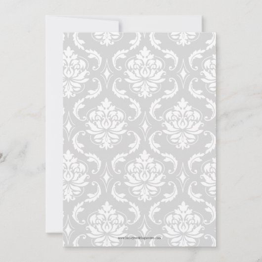 Damask Yellow Monogram Names Wedding Einladung (Rückseite)