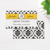Damask Yellow Wedding Free Drink Coupon Card (Schreibtisch)