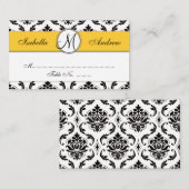 Damask Yellow Wedeption Platzkarte (Vorne/Hinten)
