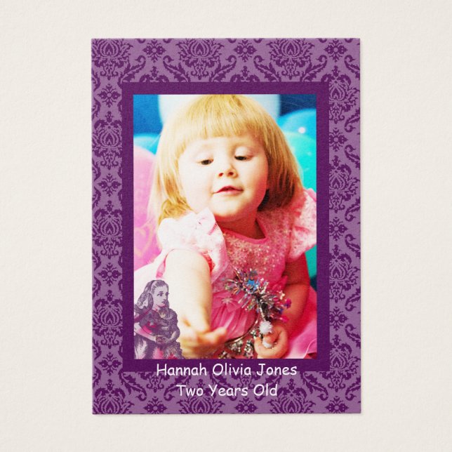 Damask Zwei Jahre alte Girls Foto Cards (Vorderseite)