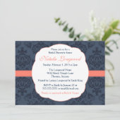 Damaske Einladung Bridal, Babydusche, KorallenMari (Stehend Vorderseite)