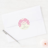 Damaske rosa, grau, Elfenbeinhochzeit Das Datum sp Runder Aufkleber (Umschlag)