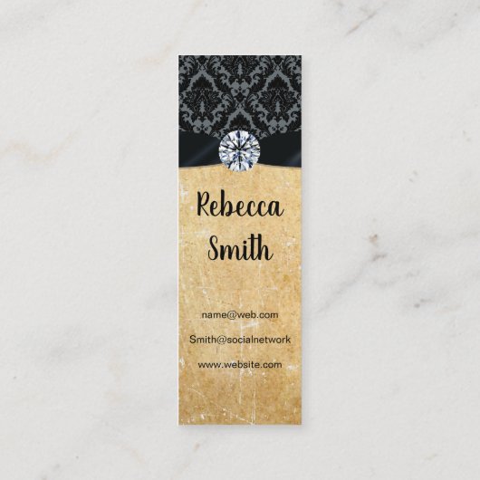 Damaske-Trimm / rustikal / Diamant Mini Visitenkarte (Rückseite)