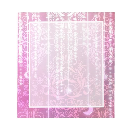 Damaske Wildblumen, MADAM VALESKA in rosa Notizblock (Vorderseite)