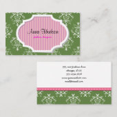 Damasken Muster, grüner Damaske, französischer Dam Visitenkarte (Vorne/Hinten)