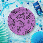 Damasken Muster, Lila Damaske, Damaske Pappteller (Party)