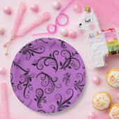 Damasken Muster, Lila Damaske, Damaske Pappteller (Party)