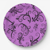Damasken Muster, Lila Damaske, Damaske Pappteller (Vorderseite)