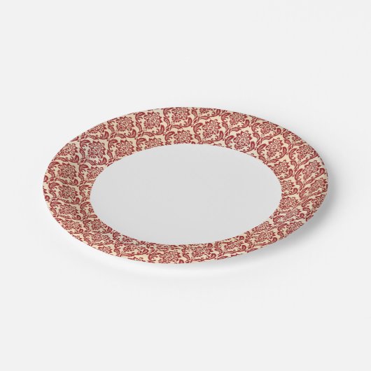 Damaskenmuster Pappteller (Schrägansicht)