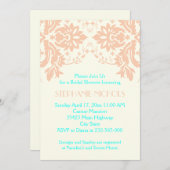 Damaskepfirma, Aqua, Elfenbeinhochzeit Brautparty Einladung (Vorne/Hinten)