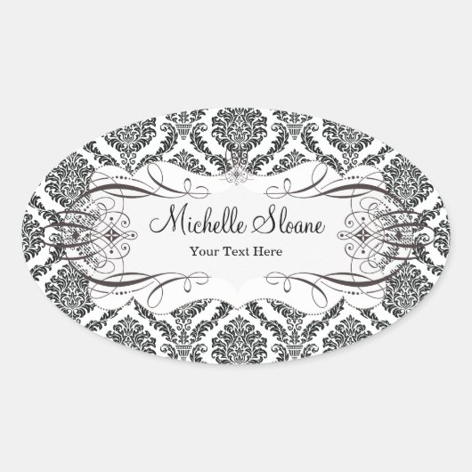 Damasketikett Ovaler Aufkleber (Vorderseite)